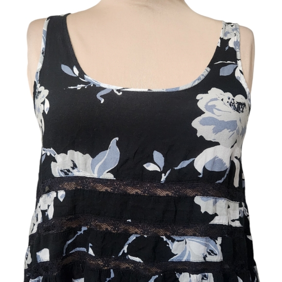 FREE PEOPLE "Voile and Lace" Floral Print Trapeze Dress - Size XS - Picture 6 of 14